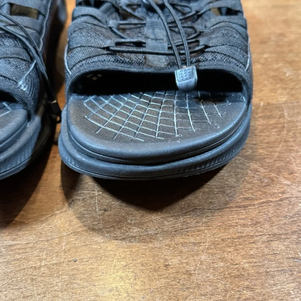 ONCAI Sport Sandals Mens 14 Black Athletic Hiking Strappy‎ Bungee Cord Outdoor